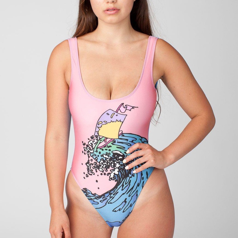American Apparel Neomax Malibu Wave Print Swimsuit